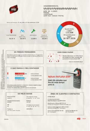 Portugal EDP Utility Bill PSD Template (Version 1) – Fully Editable & Instant Download