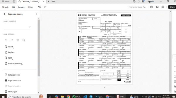Canada Customs Coding Form PDF Template - Editable, Multi-Purpose Design - Image 6