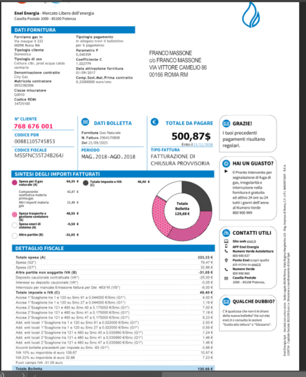 Italy enel Gas Utility Bill PSD Template - Editable, Multi-Purpose Design - Image 2