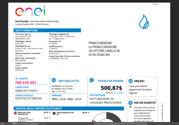 Italy enel Gas Utility Bill PSD Template - Editable, Multi-Purpose Design - Image 4