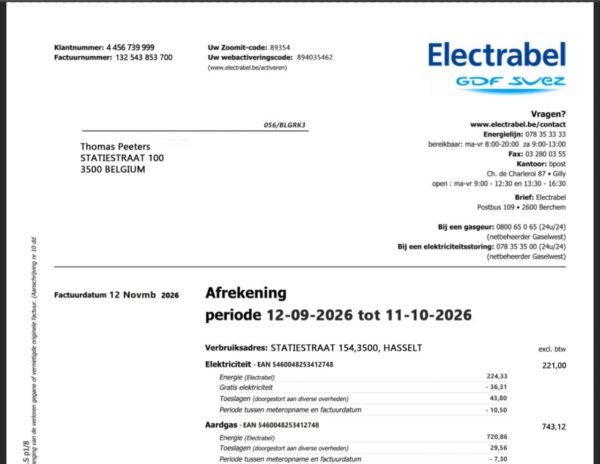 Belgium Electrabel Utility Bill PSD Template  – Fully Editable & Instant Download - Image 4