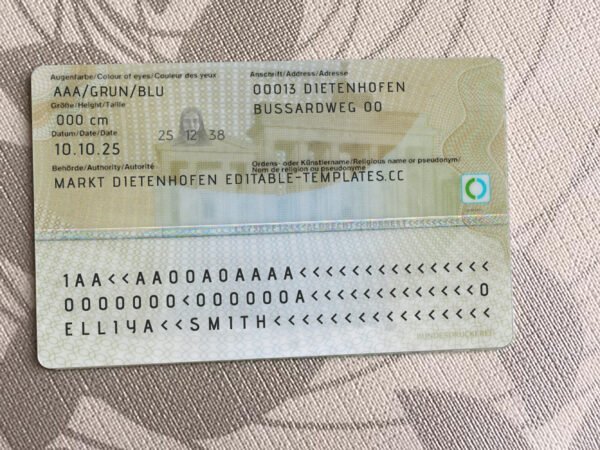 Germany ID Card V1 PSD Template (Version 1) – Fully Editable & Instant Download - Image 2