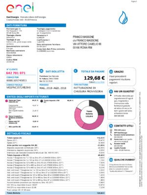 Italy Gas Utility Bill PSD Template - Editable, Multi-Purpose Design