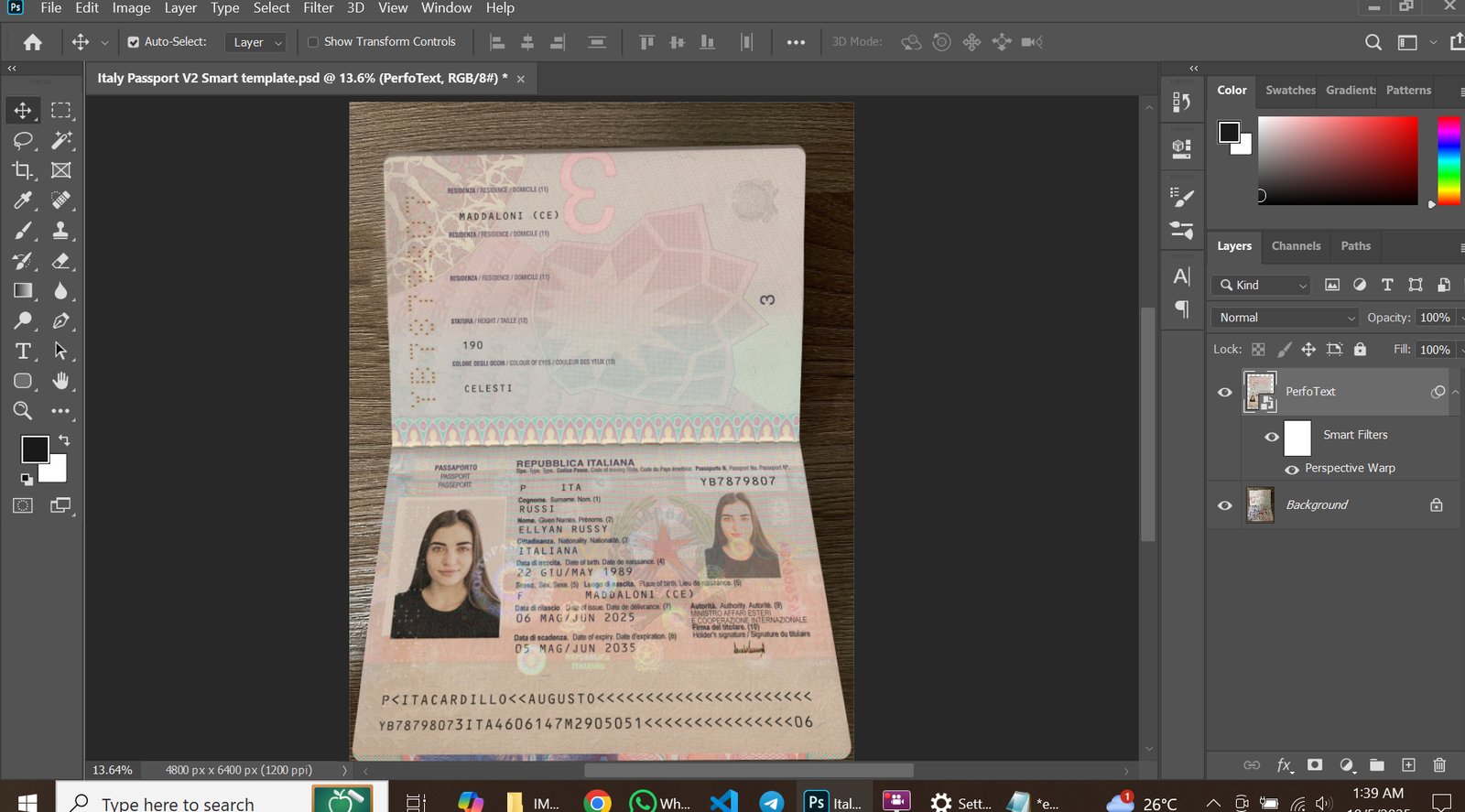 ITALY Passport V2 PSD Template Preview
