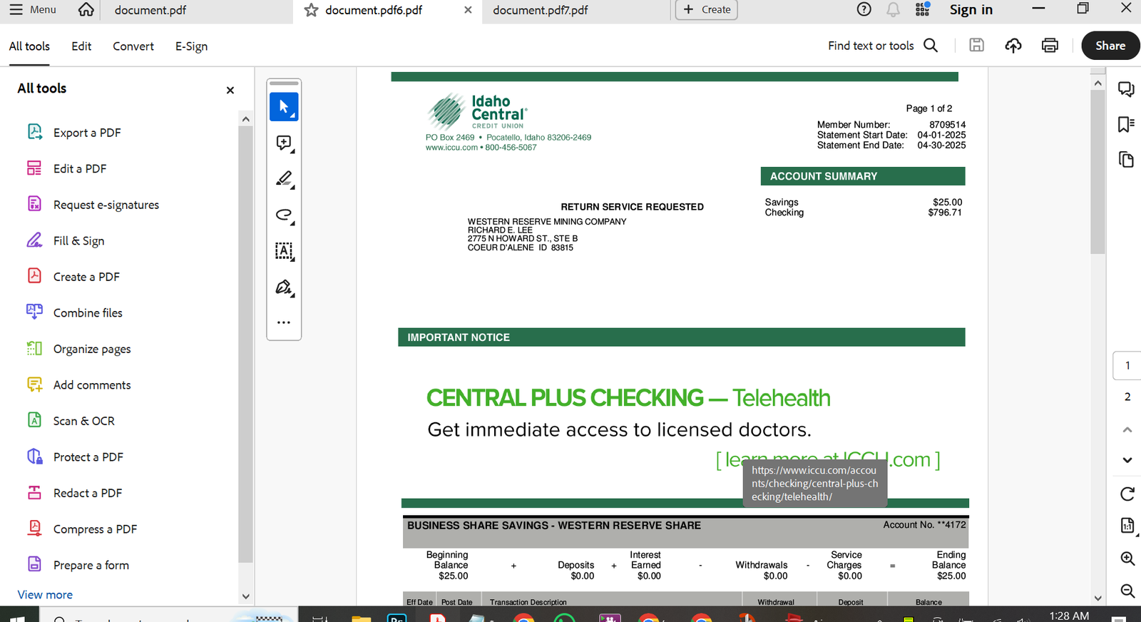 USA Idaho Central Credit Union Bank Statement Editing PDF Service Combo Pack - Image 3