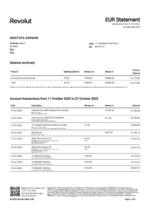 Lithuania Revolut Bank Statement Editing Service – PDF Download